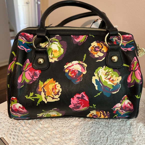 Betsey Johnson Black Satchel with Floral Elegance - Picture 4 of 10